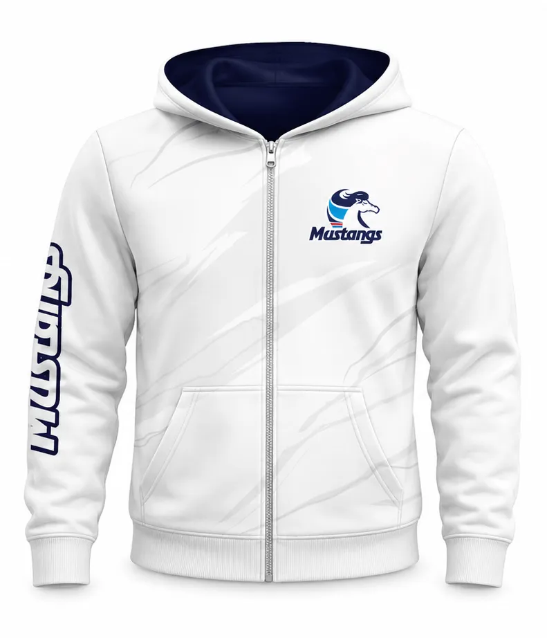 Hoodie Mustangs White zipper